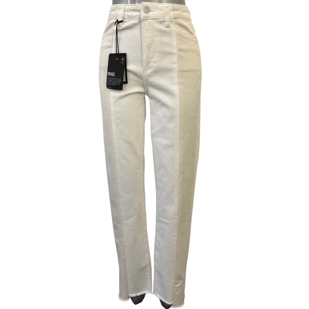 NWT Paige Stella High Rise Straight Leg Colorblock White Jeans Women's Size 25